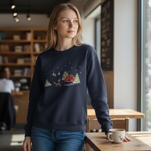Vintage Northern Reflections Navy Sweatshirt with Holiday Cabin Design